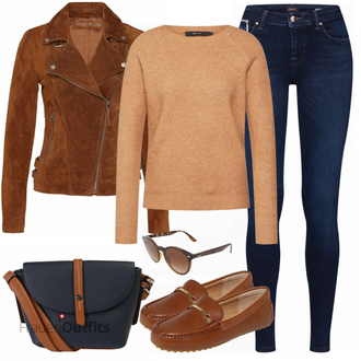 Outfit mit Rot Lederjacke Freaky Nation "Praktischer Look"