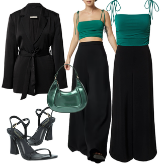 Mit Gürtel Outfit mit Schwarz/Braun Mantel/Blazerjacke/Blusenblazer/Boyfriend Blazer/Lederjacke/Eleganter Blazer/Longblazer/Oversize Blazer/Lederjacke für Männer/Smoking Blazer/Lederjacke/Tunika A Lot Less "Eleganter Look"
