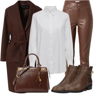 80er Outfit mit Braun/Dunkelbraun/Beige Klassischer Stiefel/Cowboystiefel/Gefütterte Stiefelette/Vintage Stiefel/Rahmengenähter Schuh/Leder Stiefelette/Lederjacke/Vintage Stiefelette/Reitstiefel/Chelsea Boot About You "Cooles Business Outfit"Look: Uni, Western, Country Styl, Cowgirl, Schön, Duckfeet, 80er