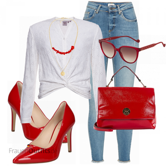 Outfit mit Rot High Heel Högl "Auffälliger Sommerlook"
