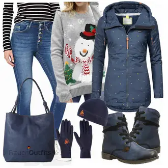 Outfit mit Grau Winterpullover/Weihnachtspullover Viottiset "Only"