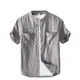 LucaSng Herren Leinen Hemd Lose Fit Button-down Kurzarm-Shirt Reine Farbe Basic Brusttasche Freizeithemd Sommer Strand Reise Atmungsaktives Hemd (Grau, M)
