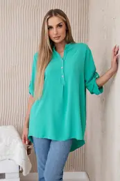Kesi Woski Blouse with a longer back dark mint