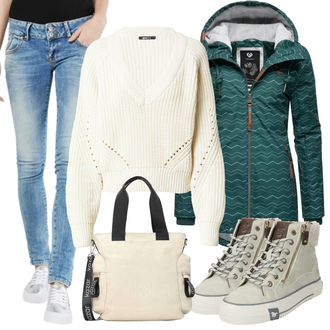 tenues avec Vert/Vert foncé/Turquoise Veste avec Zip Latéral/Veste d'Automne/Veste Polaire Veste en Polaire Tricotée/Veste de Trekking/Veste de Ski/Veste Fonctionnelle/Veste Outdoor/Veste à Capuche/Veste de Snowboard Ragwear "Tenue d'automne"