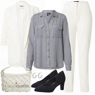 Outfit mit Grau Bluse VERO MODA "PerfektfürsBüro"