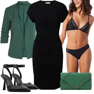 Festival Outfit mit Schwarz Kleid Große Größe/Kleid mit Gürtel/Business Kleid/Jerseykleid/Kleid Knielang/Bürokleid/Standesamt Kleid/Etuikleid/Etuikleid/Schmales Kleid/Kleid mit geradem Schnitt/T-Shirt Kleid Edited "Elegantes Sommer Outfit"