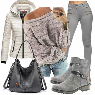 Classic Motorrad Outfit mit Grau/Dunkelgrau/Braun Chelsea Boot/Sommerstiefelette/Leder Stiefelette/Winter Stiefelette/Lederjacke/Biker Boot/Gefütterte Stiefelette/Flache Stiefelette Rieker "Modischer Look für den Herbst"Look: Classic, Smart Casual, Unisex, Outdoor, Schön, Motorrad, Laufen, Reiten