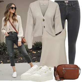 Outfit mit Khaki/Beige/Grau/Hellgrau/Weiß Sommer Sneaker/Vintage Sneaker/Skateschuh/Sneaker Low/Plateau-Sneaker Puma "Perfekt für die Freizeit"
