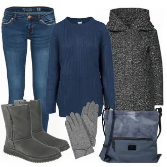 Winter Outfits Festlich mit Blau/DunkelBlau Diabetiker-Tasche/Gürteltasche/Mannstasche/Mini-Rucksack/Wasserdichte Tasche/Tragetasche Tom Tailor "darkness"Look: Uni, Indoor, Old Money, Elegant, Coole, Festlich, Punk, Premium