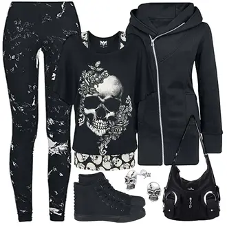 Outfit mit Schwarz/Rosa/Lila Wasserdichte Tasche/Schulranzen/Sportrucksack/Tragetasche/Schultertasche angel kiss "E-Girl Look"