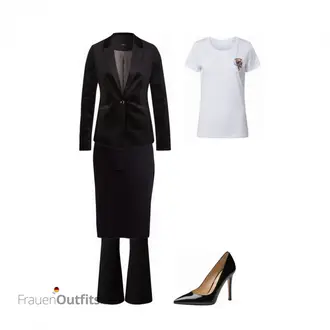 70er Outfit mit Schwarz Flared Leggings/Schlaghose Leggings/Ausgestellte Hose/Bootcut Pant/Schlaghose Gina Tricot "zxzxzzz"Look: Uni, Outdoor, Coole, Disco, Nahtlos, 70er