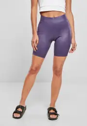 Women's synthetic leather cycling shorts - dark purple