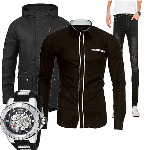 Blau Jacke Winter Parka !Solid kombinieren