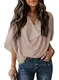 GOSOPIN Damen Bluse Elegant Oberteil Casual Freizeit Tops lose Damen Hemd mit V-Ausschnitt Fledermausärmel T Shirt mit Rüschen Vintage Tunika Sommer