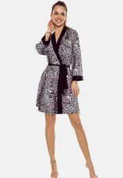 Woman's Bathrobe Shanti Black/Pattern
