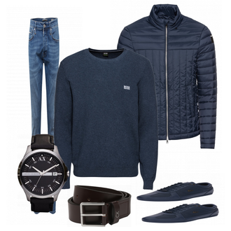Outfit mit Schwarz/Weiß Uhr Armani Exchange "LACOSTE"