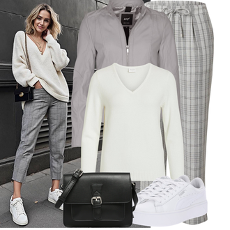 Outfit mit Weiß Sneaker Low/Plateau-Sneaker/Schmaler Sneaker/Sneaker Mit Lochmuster Puma "Stilvoller Look für die Freizeit"