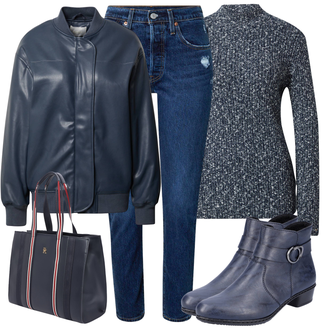 501 tenues avec Bleu/Bleu foncé Jean Fuselé/Jean Dad/Girlfriend Jeans/Mom Jean/Jean Court/Jeans vintage/Jean Boyfriend/Jean Taille Haute/Jeans avec Fente/Jeans Femme Longueur 7/8 levi's ® "Tenue d'Automne"