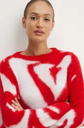 Pulover s primesjo volne enski, rdea barva, 2423366264200