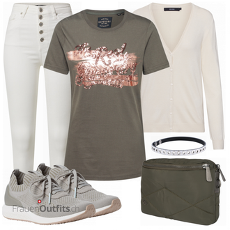 Outfit mit Grau T Shirt Superdry "Praktischer Look"