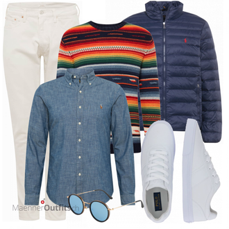 Outfit mit Weiß/Grau Sneaker Polo Ralph Lauren "Alltags Outfit"