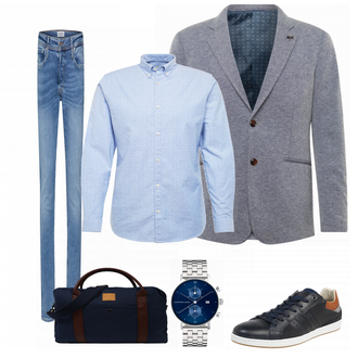 Business Outfits mit Blau Jeans Jack & Jones "Business Casual Outfit"