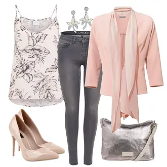 Metallic Outfit mit Grau High Heel Stiefelparadies "Bali"