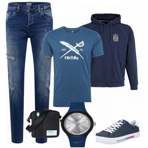 Grau Schuh Sneaker Tommy Jeans kombinieren