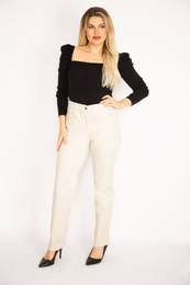 ans Women's Plus Size Stone Lycra Gabardine Fabric Trousers with Front Pocket