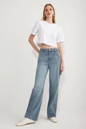 Blue More Sustainable Normal Waist Loose Wide Leg Jeans