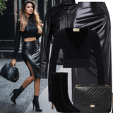 Se Mokrým Vzhledem Zkrácené Topy Outfity image