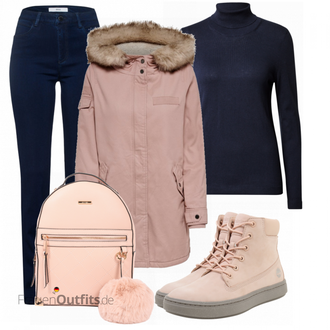 Outfit mit Rosa Stiefel Timberland "Herbst Outfit für den Alltag"