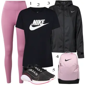 Kombinacije za sport sa Bež Nike, Crna/Siva/Tamnosiva Gore-Tex Jakna/Natjecateljska Jakna/Sportska Jakna/Outdoor jakna/Jakna Nike, Ruksak Nike, Crna Nike "Zimski outfit"