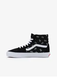 Black women's floral ankle sneakers with suede details V - Women's