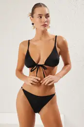 Black Triangle Pearl Accessory Regular Bikini Set