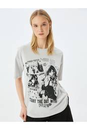 Anime Printed Oversize Crew Neck Short Sleeve T-Shirt