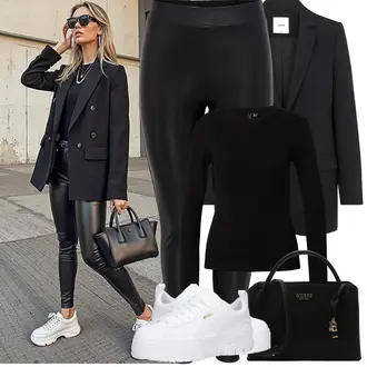 Kombinacije za festival sa Crna/Svjetloplava/Pink/Tamnoplava Object, Crna Tajice Velika Veličina Only, Crna Majica I Top Veći Broj/Pletivo Veći Broj/Bluza Veći Broj VERO MODA "Proljetni Outfit"