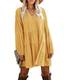 YOINS Kleider Damen V-Ausschnitt MiniKleid Langarm Herbst Tunika Kleid Babydoll Kurze Sommerkleid A-Line