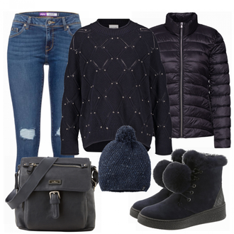 Outfit mit Blau/Türkis Jeans Superdry "dark"