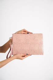 Patent Leather Croco Patterned Paris Women's Clutch Bag