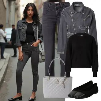 Outfit sa Crna/Pink Balerinka na špic/Ravna cipela/Salonka Pumpa na Niskoj Peti/Balerinka tenisica/Rastezljiva balerinka Vagabond Shoemakers "Outfit za proljeće"