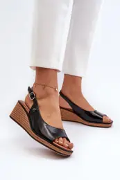 Women's Patent Leather Wedge Sandals