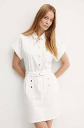 Jeans obleka RDENIM bela barva, RDENIM