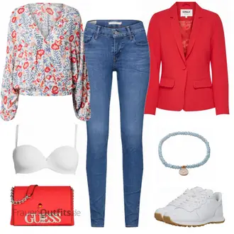 Outfit mit Grau Bluse BILLABONG "Floraler Alltagslook"