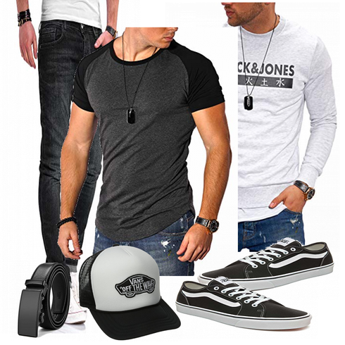 Grau/Blau Accessoire Hut Vans kombinieren