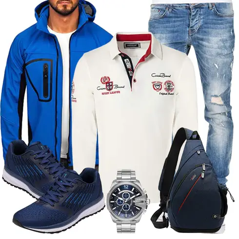Blau/HellBlau Ripstopjacke/Wanderjacke/Sportjacke/Segeljacke/Uniformjacke/Laufjacke/Langlaufjacke BOLF kombinieren