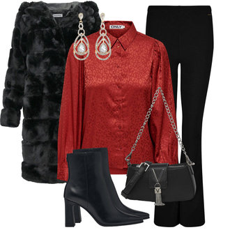 Feest Outfits Verjaardag Winter met zwart Lange jas/Jas van Imitatiebont/Bont Jas/Fluwelen Jas/Imitatie Bont Mantel/Pelsen Mantel/Teddy Mantel gentile bellini "Elegante Winteroutfit"Look: Concert, Gala, 50e verjaardag, Festival, 40e verjaardag, Oudejaarsavond, Verjaardag