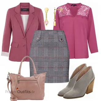 Outfit mit Grau/Dunkelgrau/Dunkelblau/Blau/Lila Short Große Größe/Strick Große/70er Minirock/Boucle Rock/Hahnentritt Rock/Minirock/Karierter Rock/Tweed Rock About You "ABOUT YOU Rock"