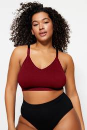 Curve Claret Red Coverless Strappy Seamless Bralette Bra