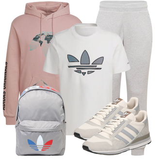 Viertelarm Outfit mit Grau Adidas Originals "Cooles Alltagsoutfit"